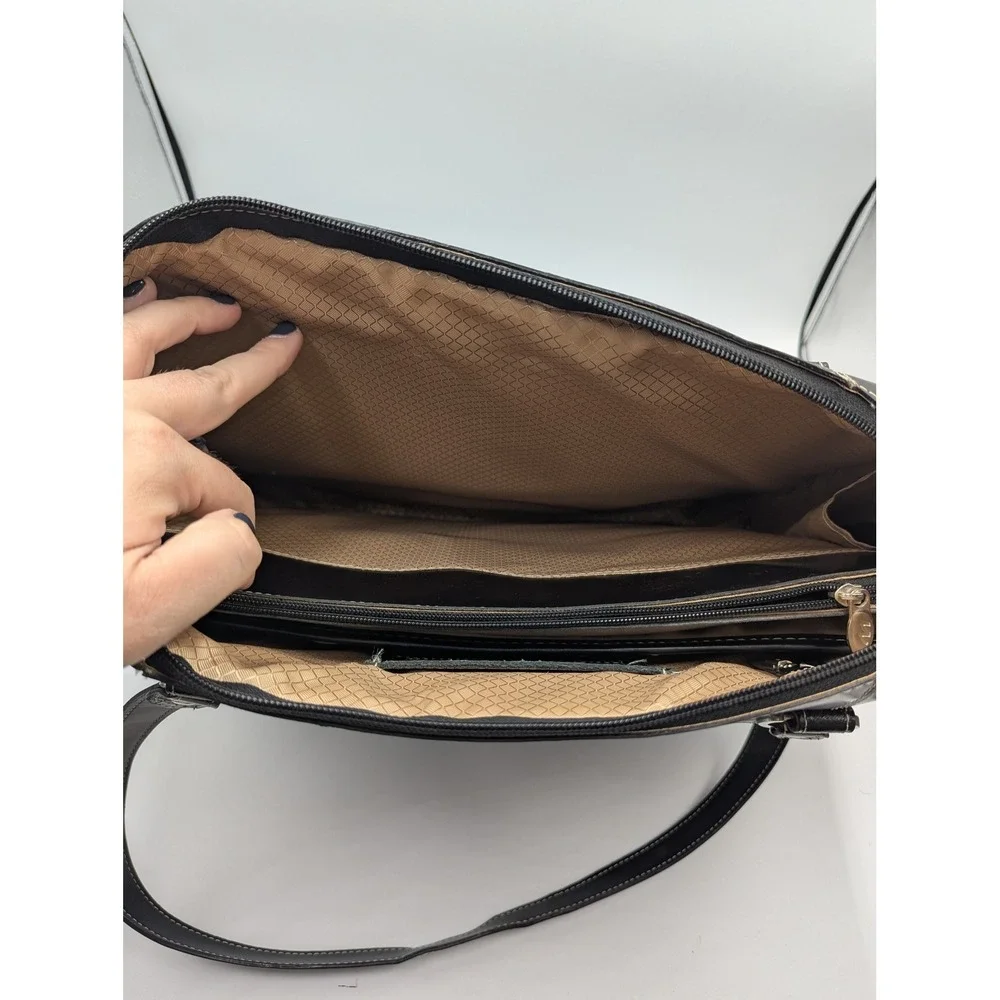 McKlein Laptop Briefcase Black Leather Structured Tote Large Y2K Style Career